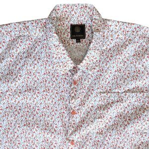 FX Fusion 3XL White Flamingo Pattern Short Sleeve Button Up‎ Shirt Big & Tall